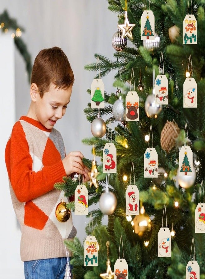 Bingcute DIY Wooden Christmas Gift Tags, 24 Pcs Wooden Art Craft Supplies Painting Kit for Kids Christmas Crafts Activities Party Favors for Boys Girls Ages 4-8 8-12 Stocking Stuffers Xmas Ornaments Decor - Image 4